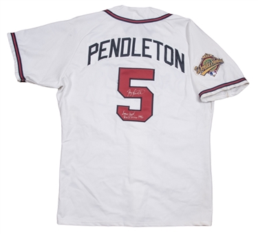 1996 Terry Pendleton World Series Game Used & Signed Atlanta Braves Home Jersey (Pendleton LOA)